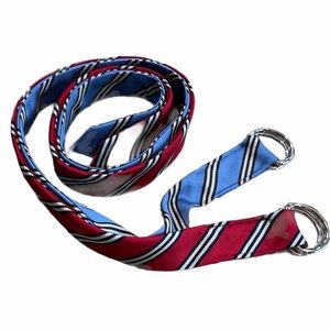 J.Crew 2 silk tie belts, blue & tan and red & navy